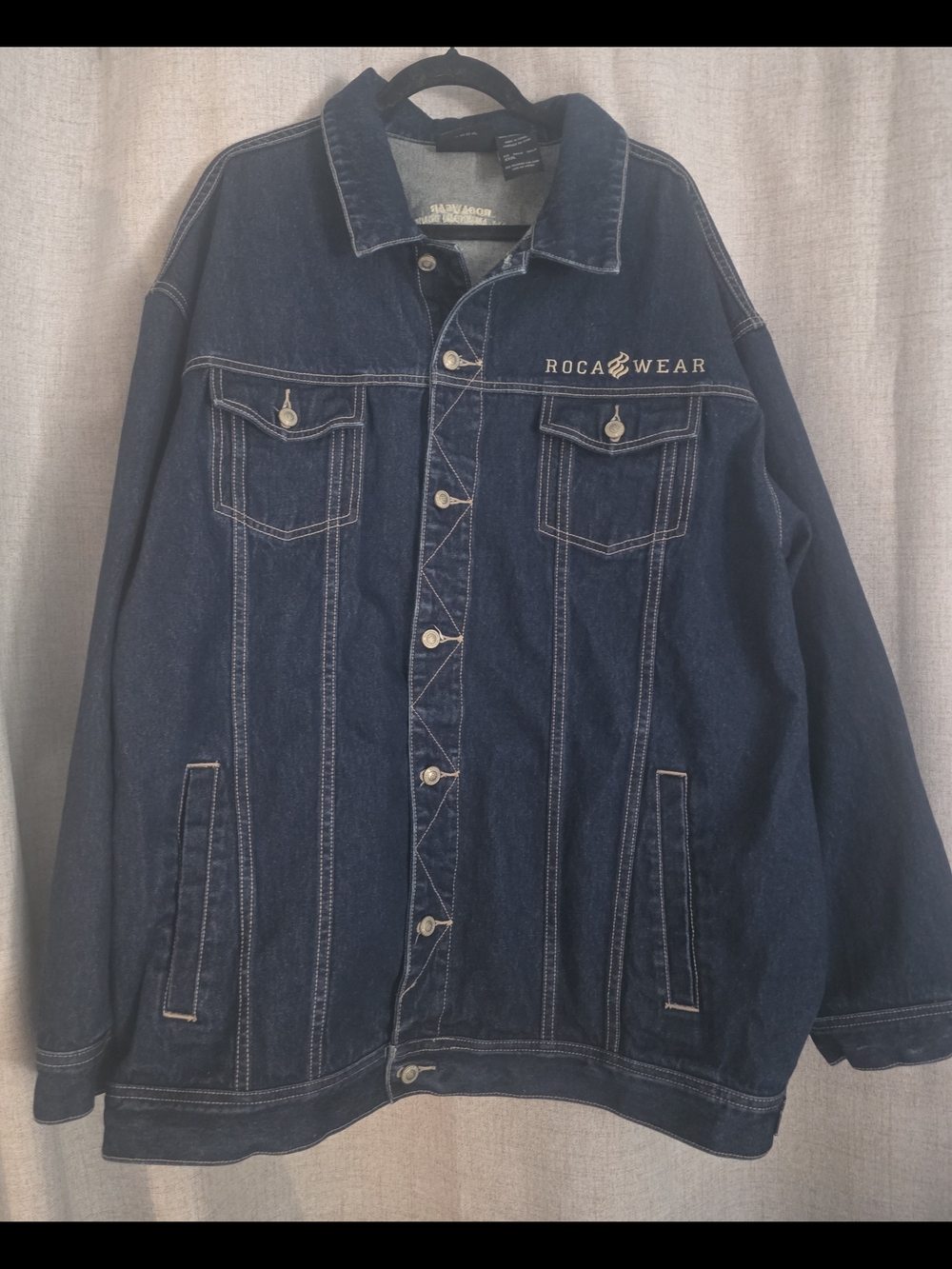 Rocawear Navy Blue Denim Jacket with Chest Pockets Size XXXL